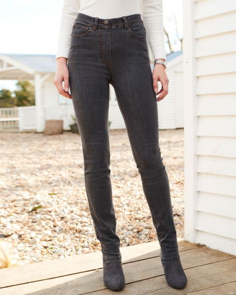 Grey Everyday Slim-Fit Straight-Leg Stretch Jeggings Cotton Traders Women Trousers Intuitive