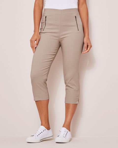 Ultimate Stretchy Crop Trousers Trousers Wheat Women Cutting-Edge Cotton Traders