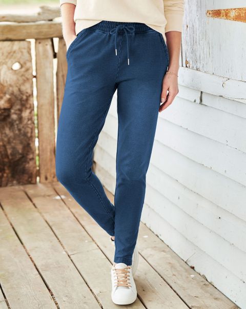 Lightwash Cotton Traders Relaxed Jersey Denim Jogger Trousers Women Promo