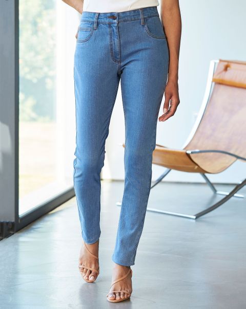 Washed Blue Cotton Traders Lottie Relaxed Slim Leg Jeans Women Jeans Shop