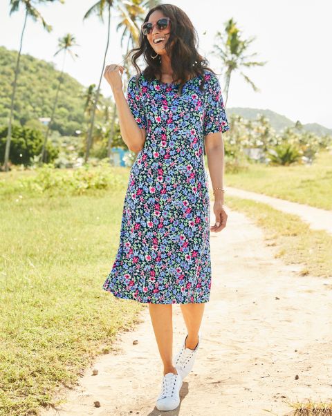 Floral Women Short Printed Jersey Dress Dresses Special Price Cotton Traders