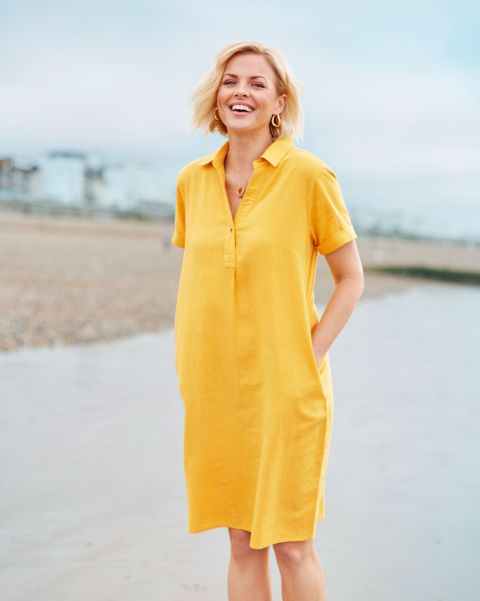 2024 Women Cotton Traders Dresses Sunflower Sunshine Cotton-Linen Blend Dress