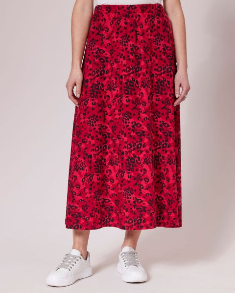 Soft Red Cotton Traders Skirts Jersey Pull-On Print Maxi Skirt Bargain Women
