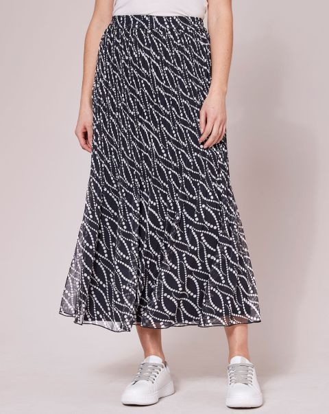 Convenient Women Crinkle Chiffon Print Maxi Skirt Cotton Traders Skirts Black