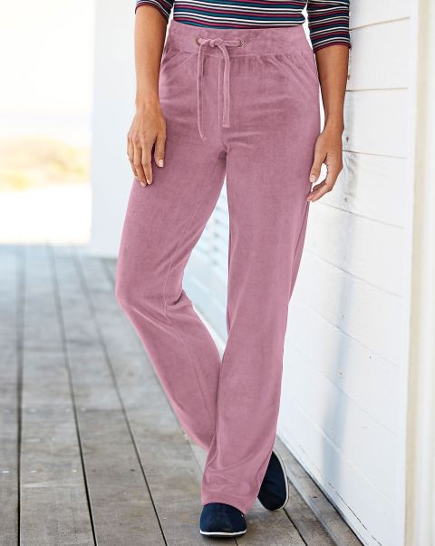 Velour Pull-On Trousers Women Cotton Traders Personalized Loungewear