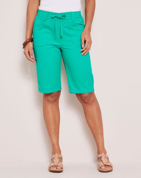 Wrinkle Free Pull-On Shorts Shorts Bright Green Cotton Traders Women Discount
