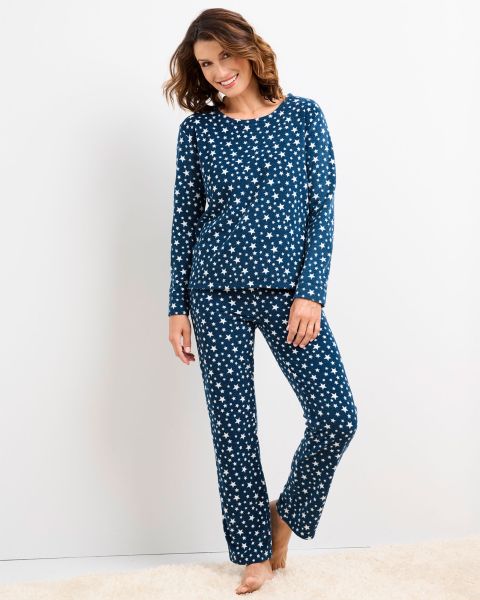 Navy Cutting-Edge Women Nightwear Fleece Pyjama Set Cotton Traders