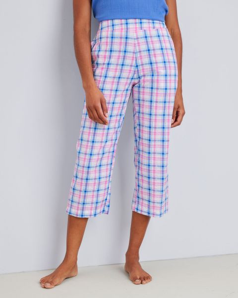 Cotton Lounge Crop Trousers Nightwear Cotton Traders Women Custom Pink