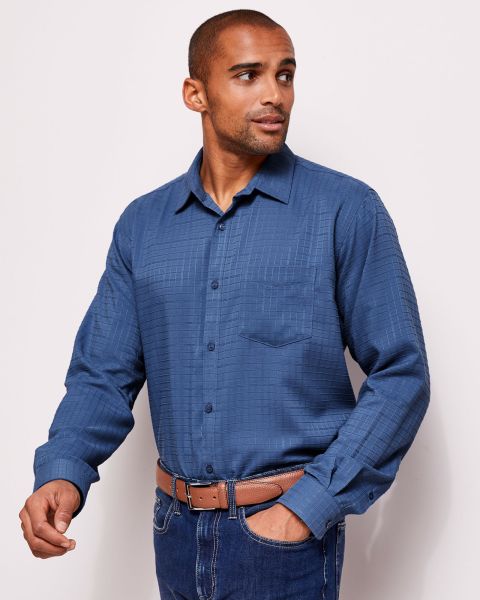 Cornflower Cotton Traders Shirts Men Long Sleeve Soft Touch Shirt Professional