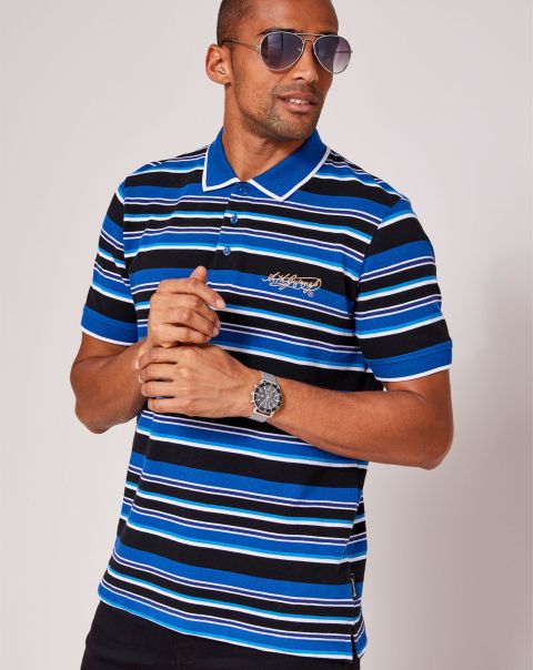 Specialized Men Cotton Traders Guinness™ Short Sleeve Textured Stripe Polo Shirt Royal Blue Tops & T-Shirts