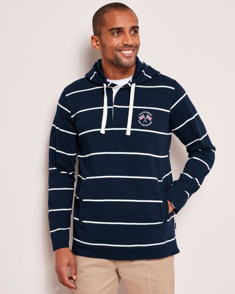 New Tops & T-Shirts Help For Heroes Hooded Stripe Rugby Top Men Cotton Traders Navy