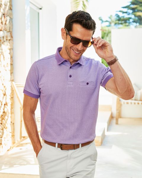 Precision Tops & T-Shirts Luxury Textured Polo Shirt Men Pale Thistle Cotton Traders