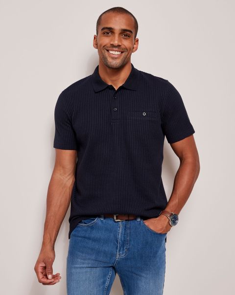 Men Tops & T-Shirts Cotton Traders Dark Ink Unbelievable Discount Seersucker Polo Shirt