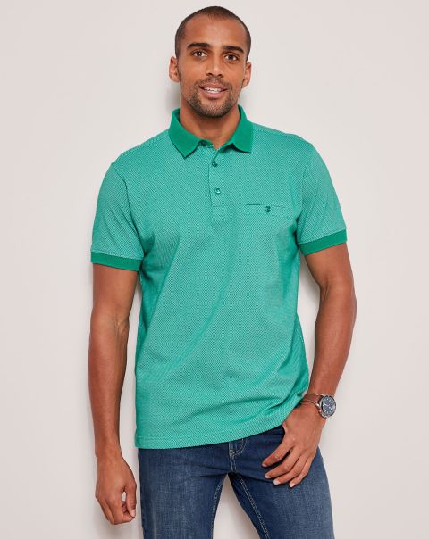 Well-Built Tops & T-Shirts Men Light Jade Luxury Textured Polo Shirt Cotton Traders