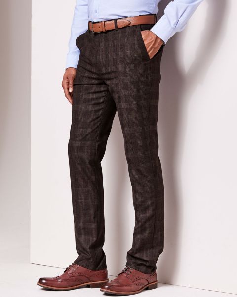 High-Quality Check Travel Trousers Cotton Traders Espresso Men Trousers