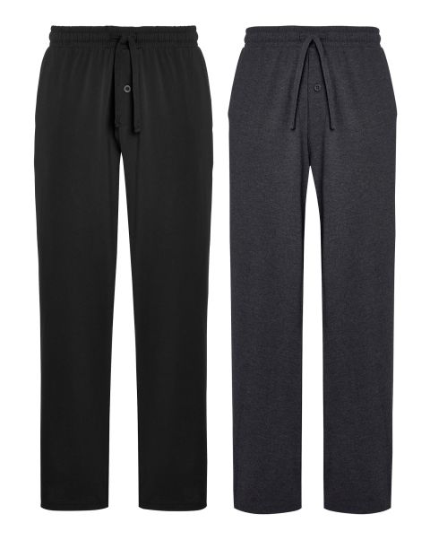 Black Cost-Effective Cotton Traders Men Trousers 2 Pack Loungewear Trousers