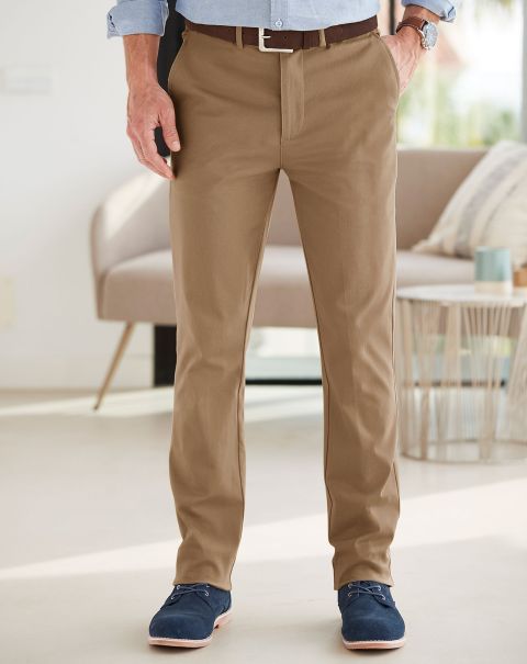 Heavy-Duty Trousers Cotton Traders Men Sand Wrinkle Free Stretch Chino Trousers