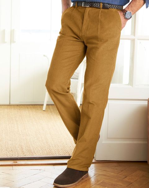 Men Mustard Pleat Front Cord Trousers Trousers Custom Cotton Traders