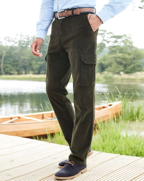 Men Stretch Cord Cargo Trousers Cotton Traders Luxurious Trousers