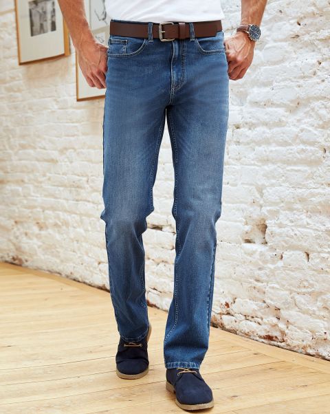 Men Ultimate 4-Way Stretch Straight Fit Jeans Jeans Stonewash Cotton Traders Easy