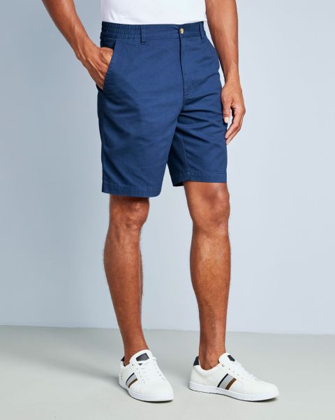 Oxford Blue Secure Men Flat Front Comfort Shorts Cotton Traders Shorts
