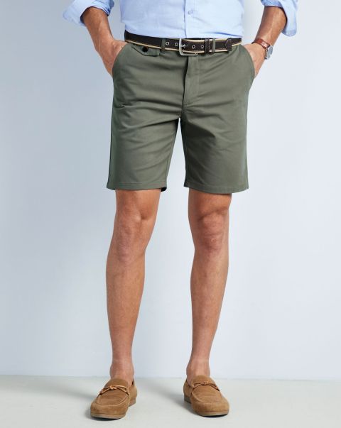 Sturdy Green Dusk Men Cotton Traders Flat Front Wrinkle Free Stretch Chino Shorts Shorts