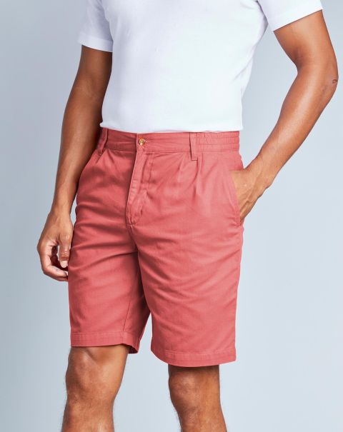 Limited Dusky Coral Shorts Cotton Traders Pleat Front Comfort Shorts Men