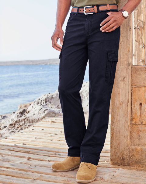 Sports & Leisure Cotton Traders Exclusive Offer Men Navy Stretch Cargo Trousers