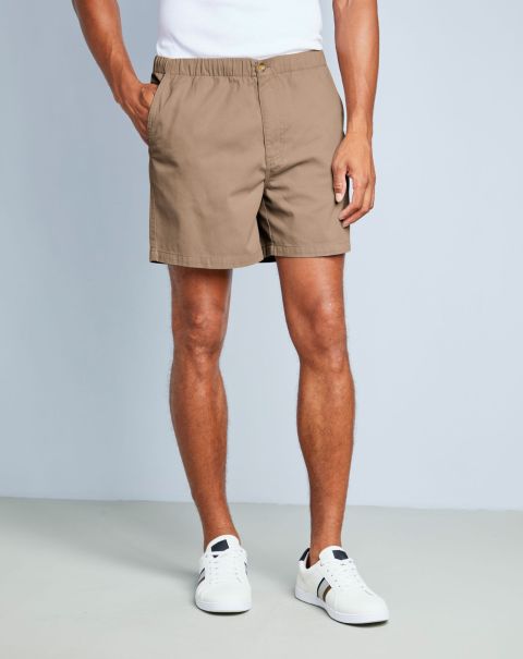 Men Antique Beige Sports & Leisure Cotton Traders Simple Rugby Comfort Shorts