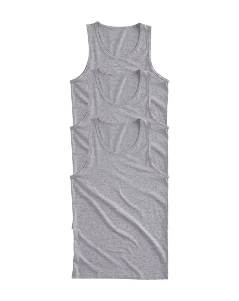 Money-Saving Grey Marl Cotton Traders 3 Pack Sleeveless Vests Men Loungewear