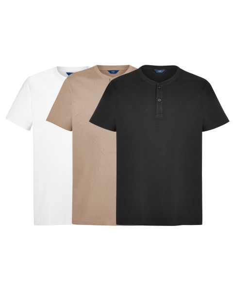 Cotton Traders Loungewear Low Cost 3 Pack Short Sleeve Grandad Tops Men Multi