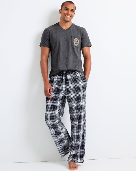 Men Low Cost Charcoal Marl Guinness™ Supersoft Pyjama Set Loungewear Cotton Traders