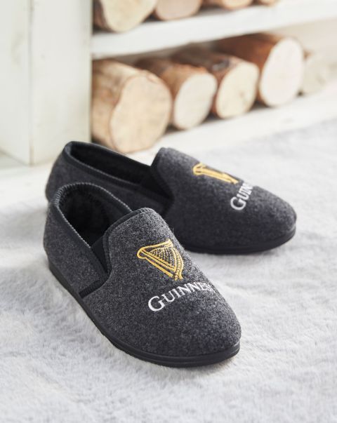 Men Guinness™ Slippers Free Nightwear Charcoal Marl Cotton Traders