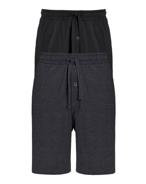 Redefine Nightwear Men Cotton Traders Black 2 Pack Loungewear Shorts