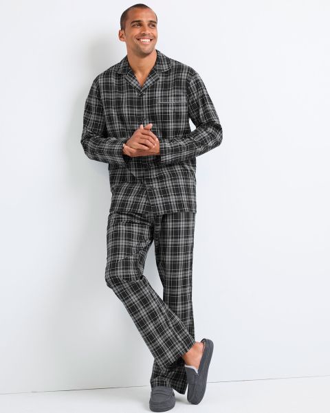 Black Nightwear Affordable Men Cotton Traders Woven Pj Set