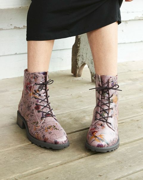 Cotton Traders Pink Tailor-Made Women Floral Lace-Up Boots Boots