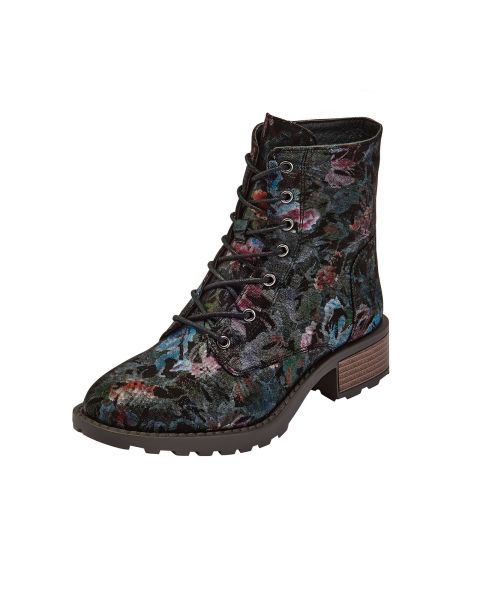 Boots Floral Lace-Up Boots Black Cotton Traders Purchase Women