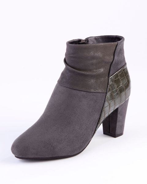 Boots Cotton Traders Women Slate Patchwork Heeled Ankle Boots Organic