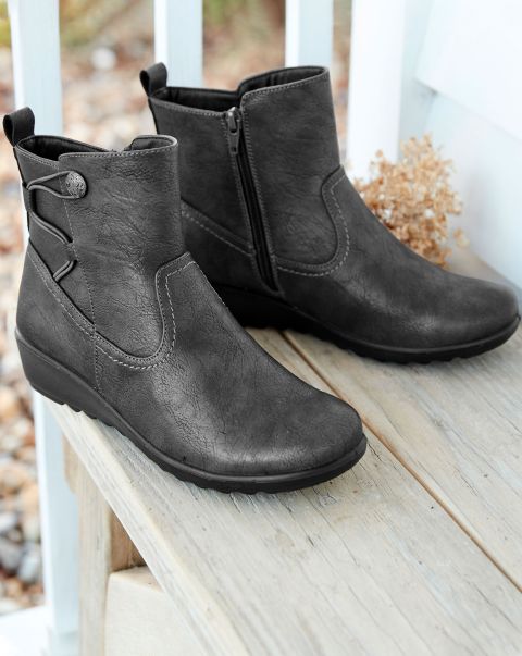 Boots Voucher Flexisole Elasticated Back Boots Women Dark Grey Cotton Traders