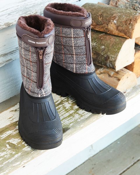 Relaxing Women Boots Highland Boots Check Cotton Traders