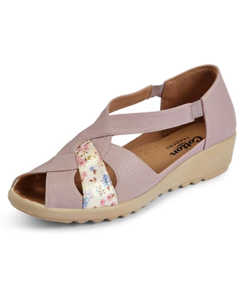 Pioneer Flexisole Peep-Toe Shoes Cotton Traders Women Shoes Pink Heather