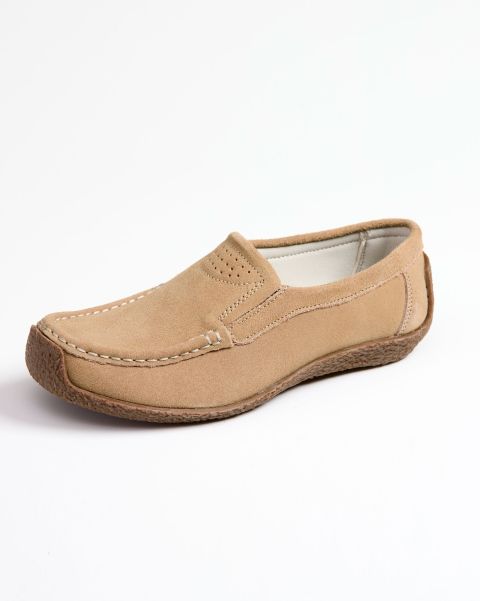 Flash Sale Shoes Suede Casual Slip-On Shoes Cotton Traders Pale Camel Women