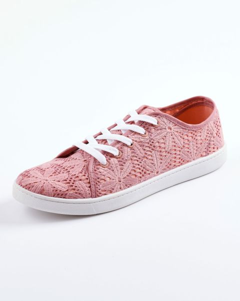 Women Cotton Traders Shoes Rose Generate Crochet Lace-Up Shoes