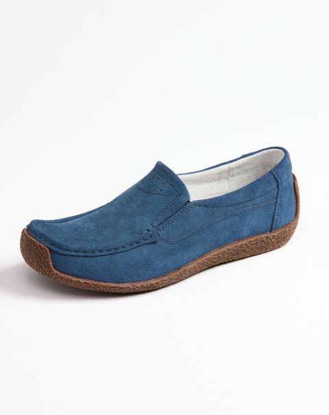 Shoes Blue Stone Suede Casual Slip-On Shoes Cotton Traders Deal Women