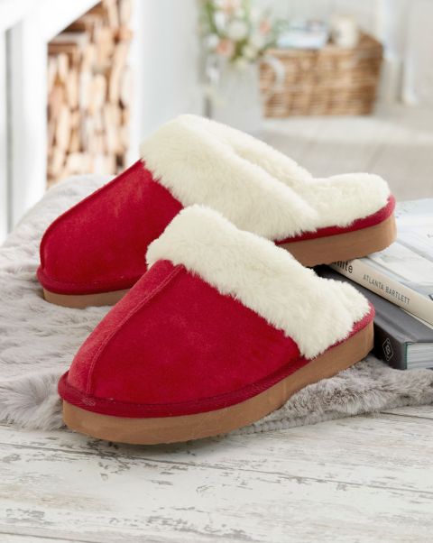Money-Saving Suede Mule Slippers Cotton Traders Wild Berry Slippers Women