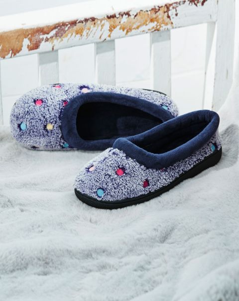 Women Navy Spot Classic Slippers Modern Slippers Cotton Traders