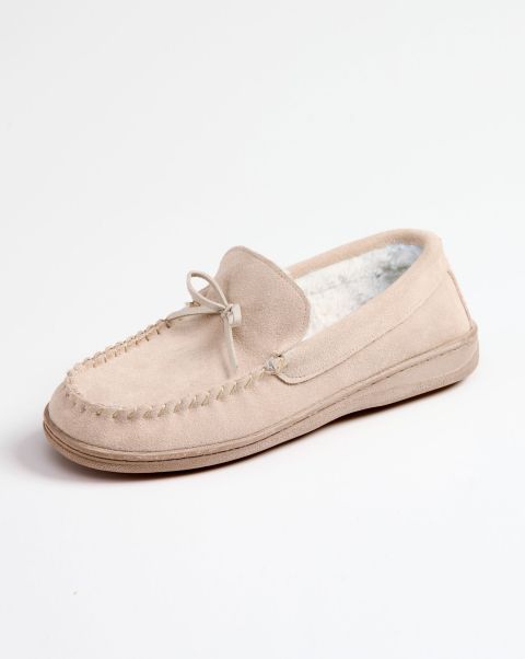 Women Light Sand Slippers Suede Memory Foam Moccasin Slippers Tested Cotton Traders