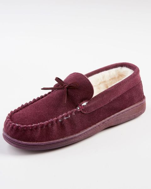 Quality Slippers Damson Women Suede Memory Foam Moccasin Slippers Cotton Traders