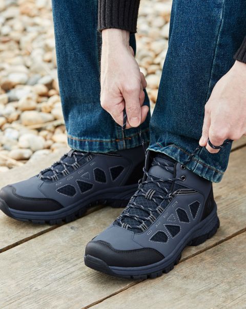 Air-Tech Mesh Cut Out Walking Boots Women Cotton Traders Navy Offer Walking Shoes