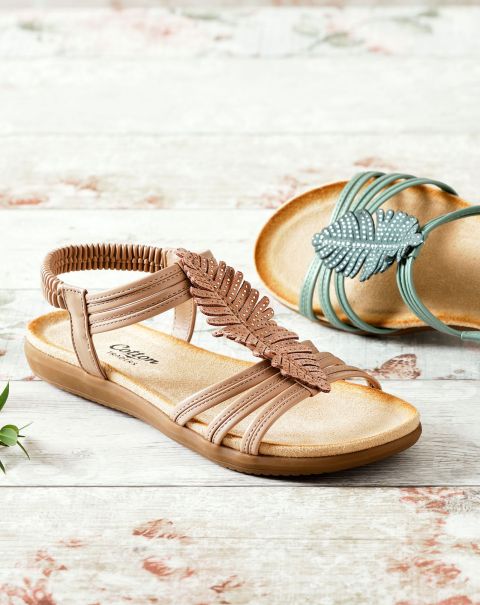 Cotton Traders Cushioned Feather Sandals Sandals Normal Women Beige